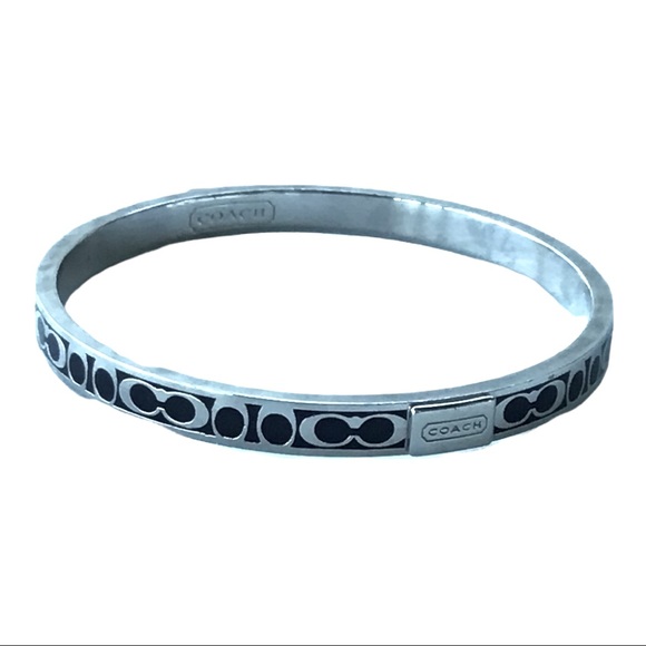 Y2K Coach Bangle Bracelet Black Silver Monogram